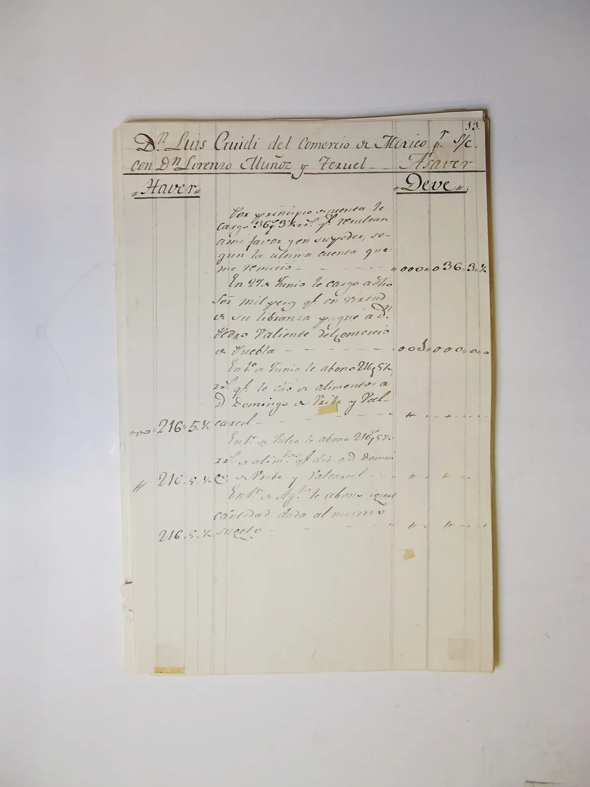 Estados de cuenta de particulares de 1811