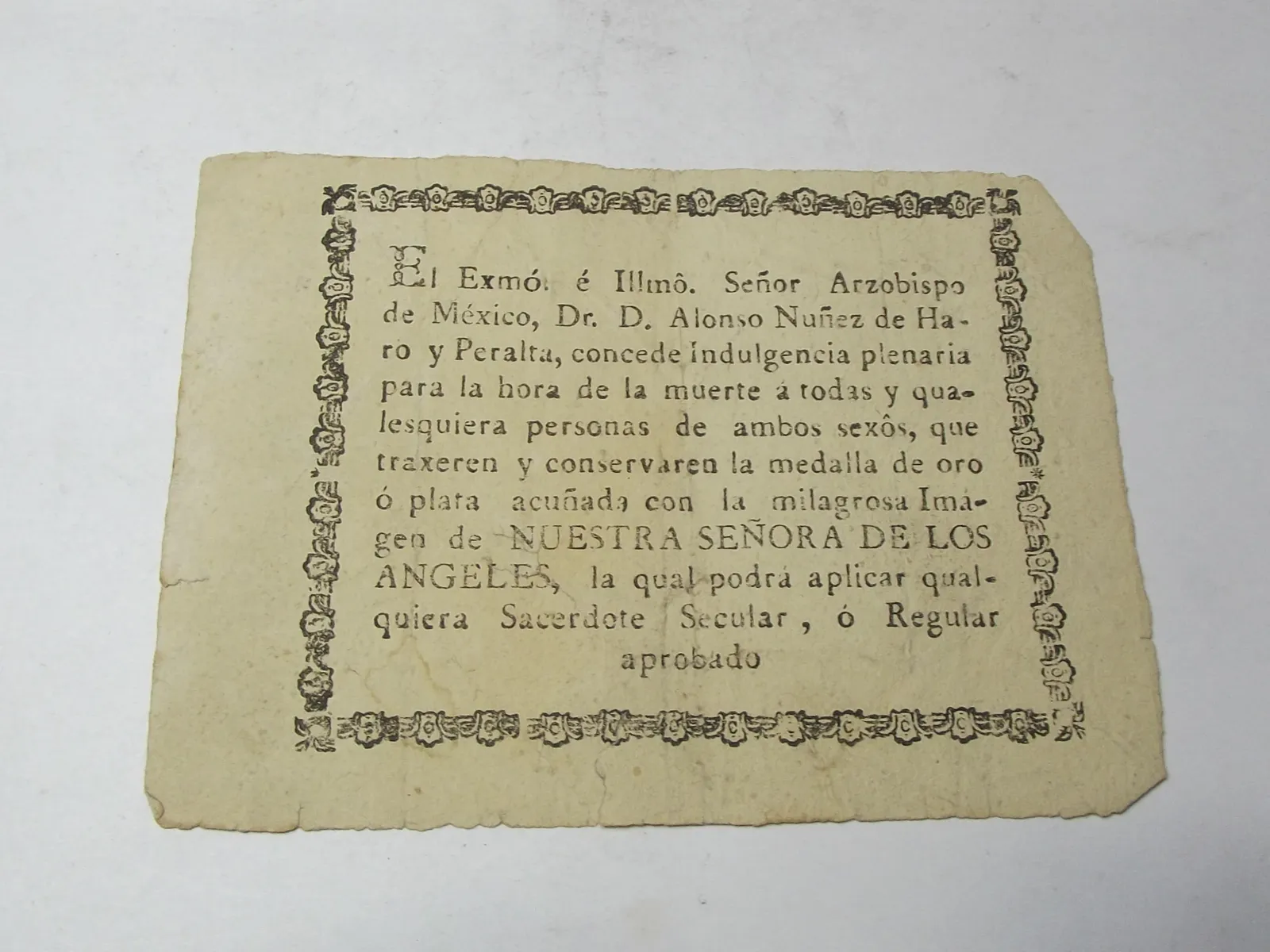 Concesión de indulgencias del arzobispo Núñez de Haro