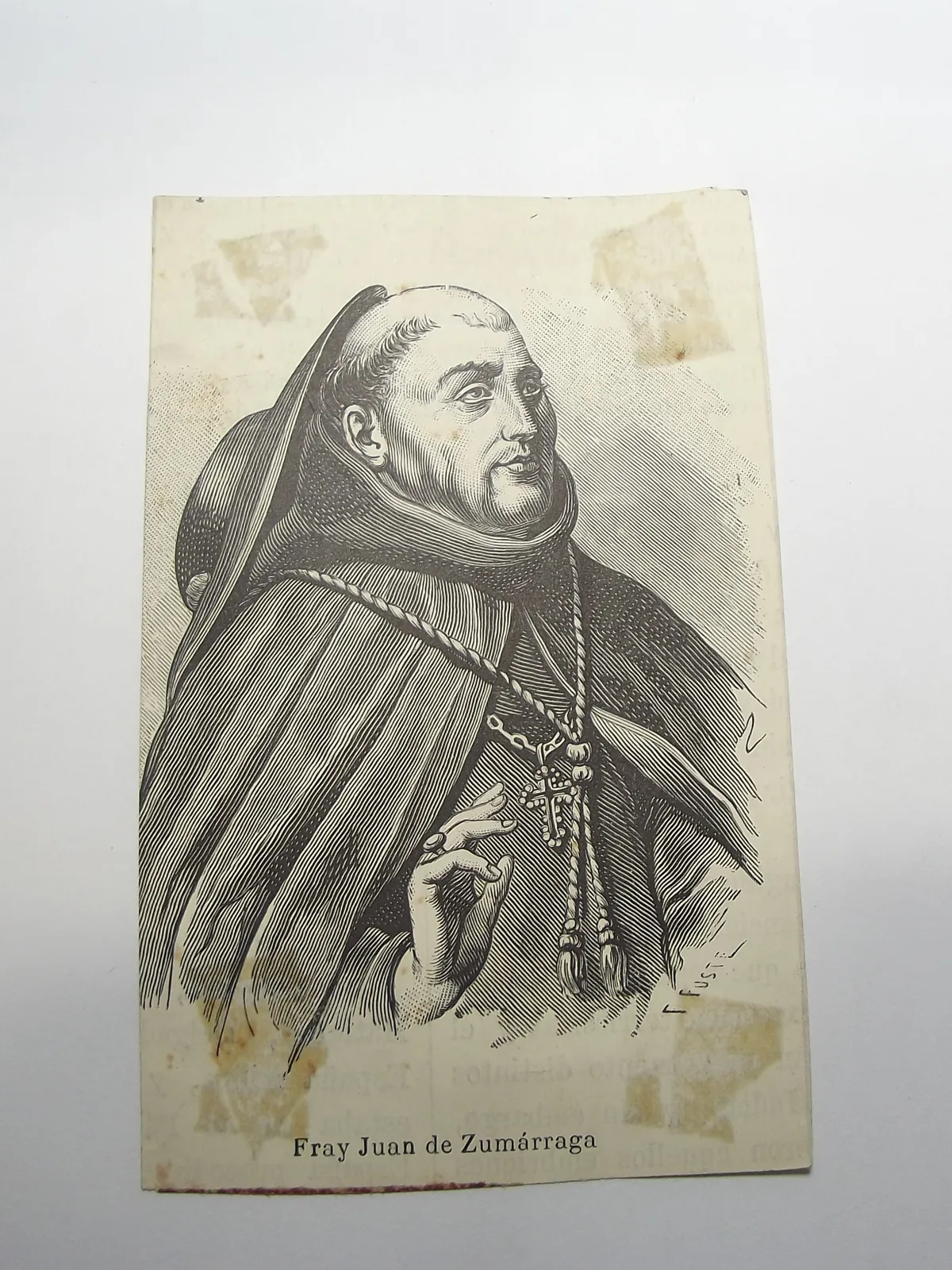 Retrato grabado de fray Juan de Zumárraga