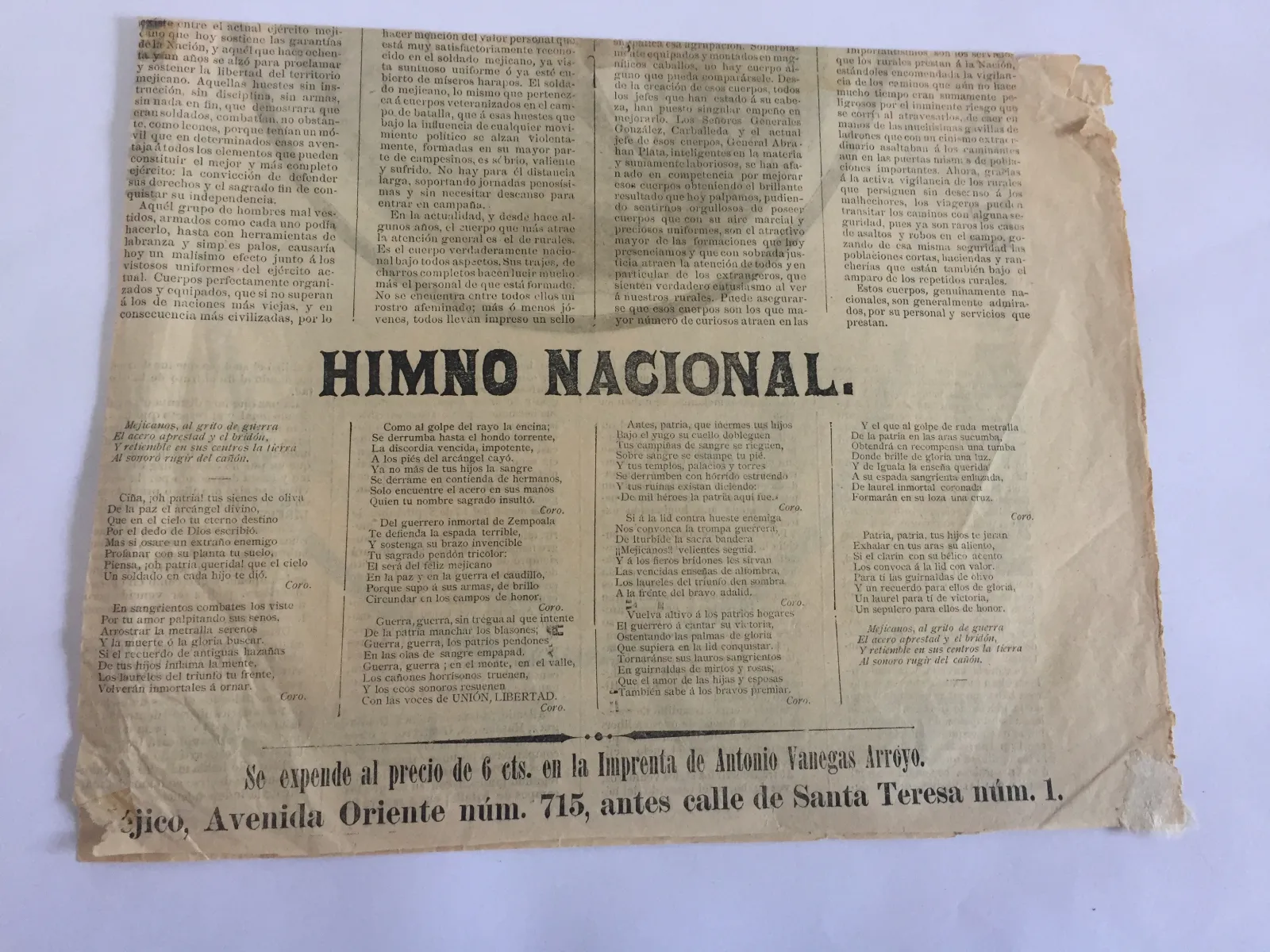 Gaceta de la imprenta de Antonio Vanegas Arroyo