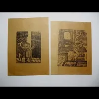 Grabados con escena de pulquería