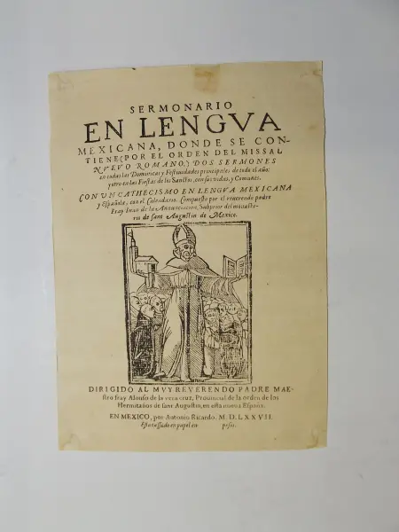 Impreso de sermonario en lengua mexicana