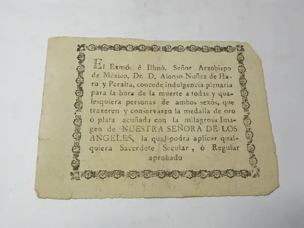Concesión de indulgencias del arzobispo Núñez de Haro