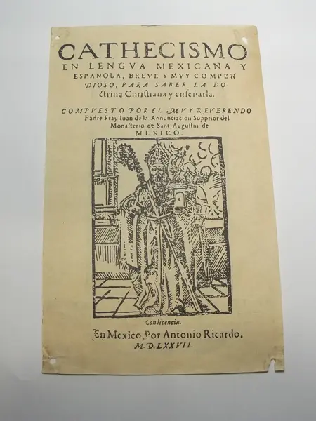 Portada del Catecismo en lengua mexicana y española