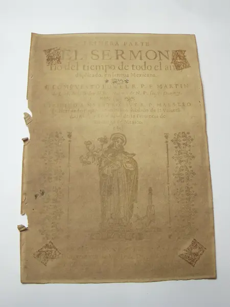Hoja del Sermonario del tiempo de todo el año