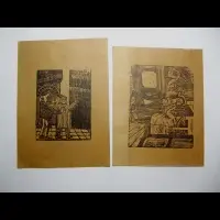 Grabados con escena de pulquería